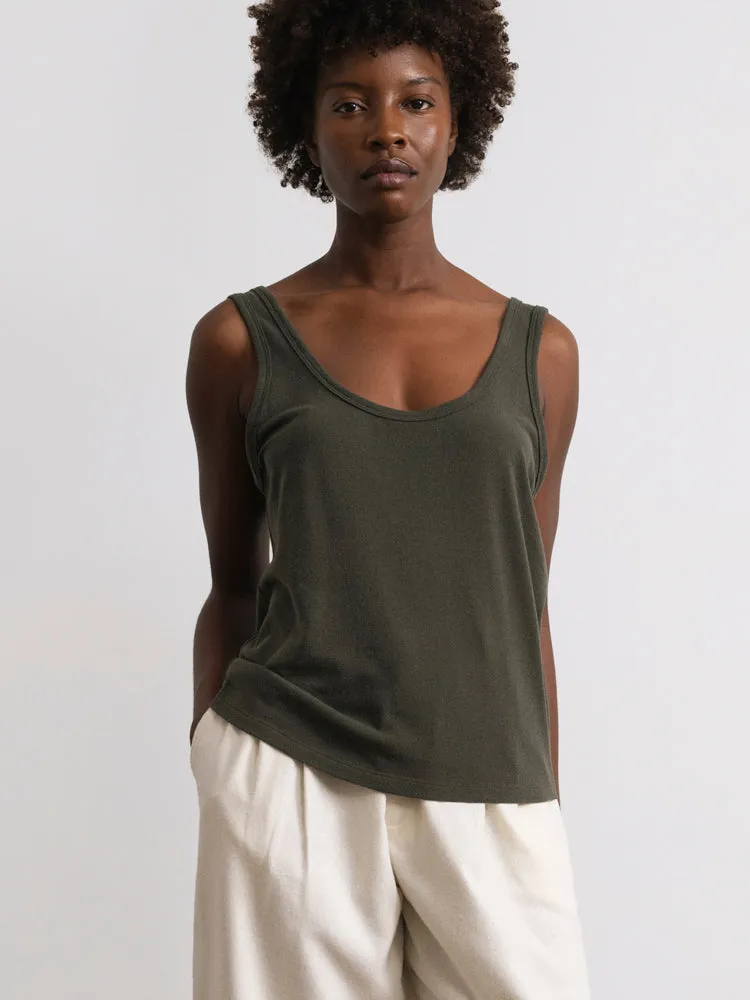 Scoop Tank, Regen Silk Noil Jersey, Eucalyptus