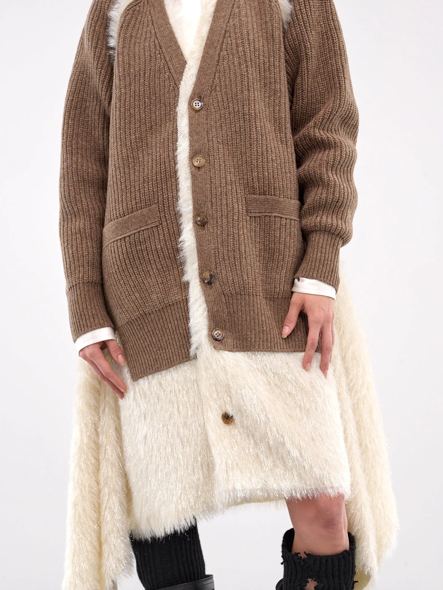 Shearling Cardigan (UC2D1903-GRAY-BROWN)