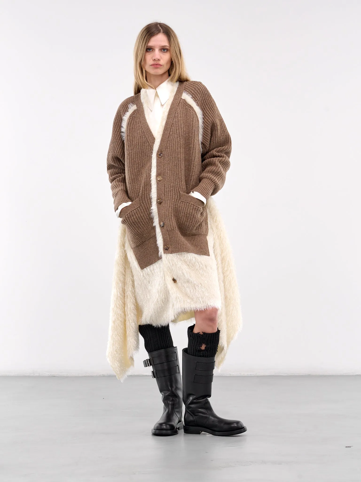 Shearling Cardigan (UC2D1903-GRAY-BROWN)