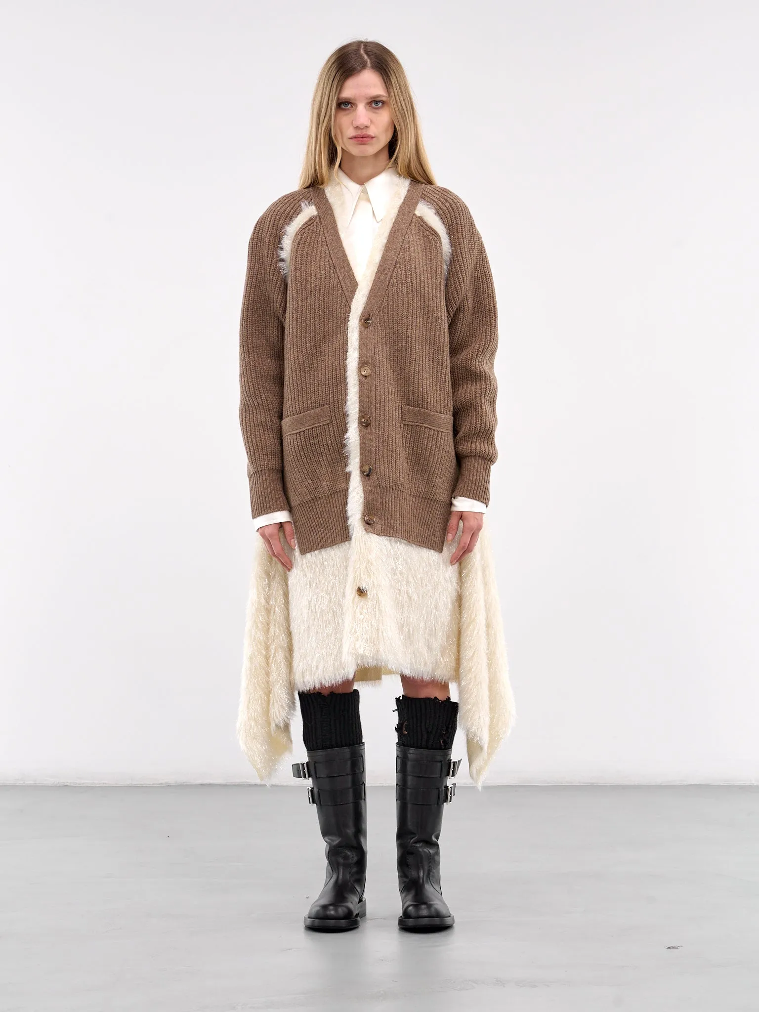 Shearling Cardigan (UC2D1903-GRAY-BROWN)