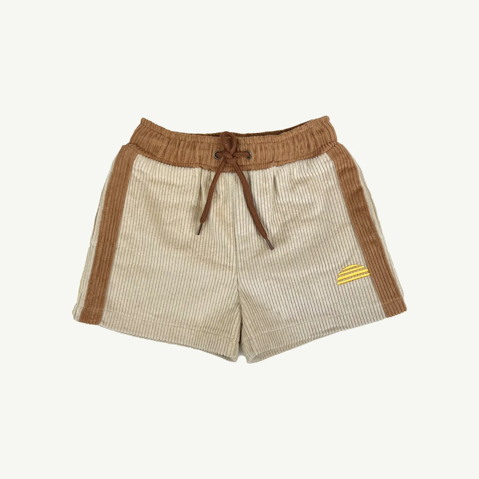 Side Stripe Cord Shorts - Ecru