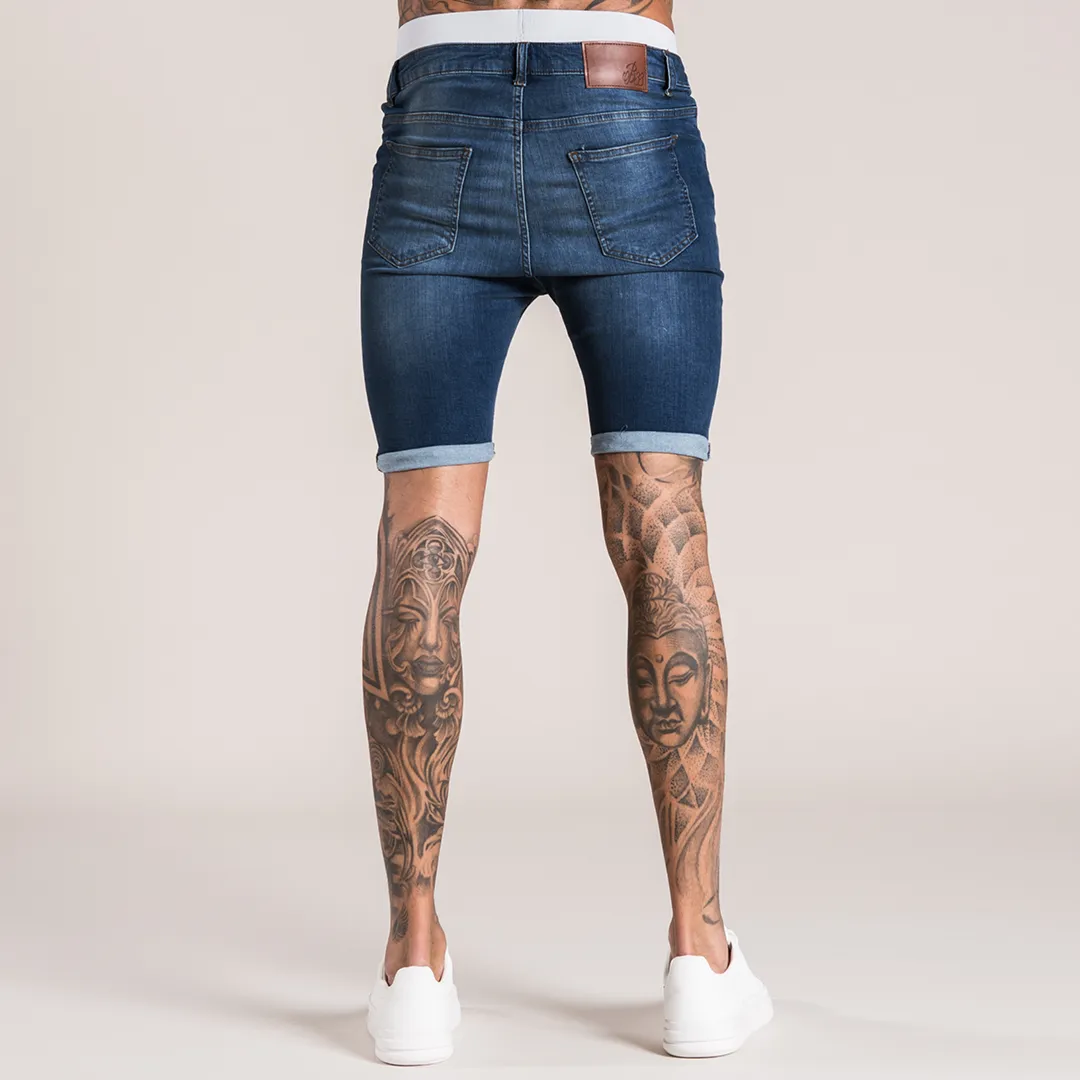 Signature Skinny Stretch Denim Short - Dark Blue