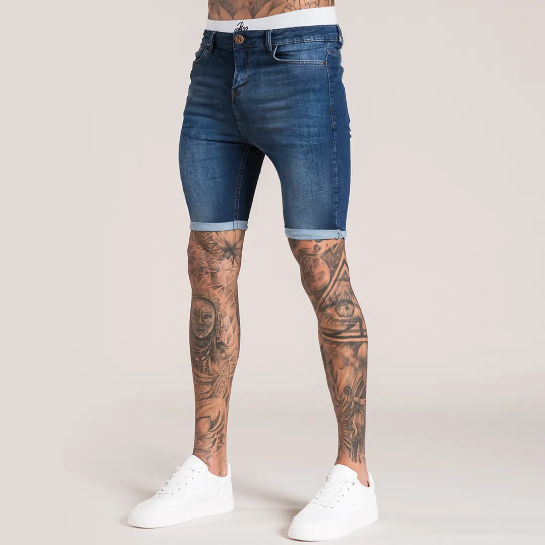 Signature Skinny Stretch Denim Short - Dark Blue