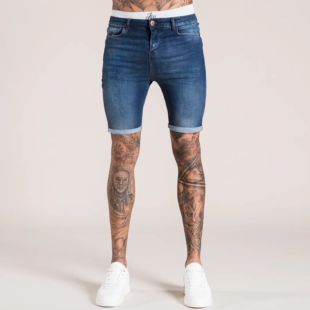 Signature Skinny Stretch Denim Short - Dark Blue