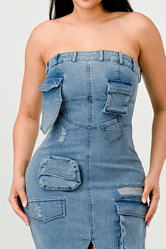 So Chic Denim Cargo Dress