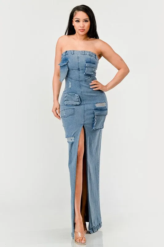 So Chic Denim Cargo Dress