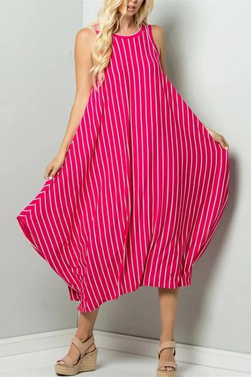 Stripe Sleeveless Maxi Dress