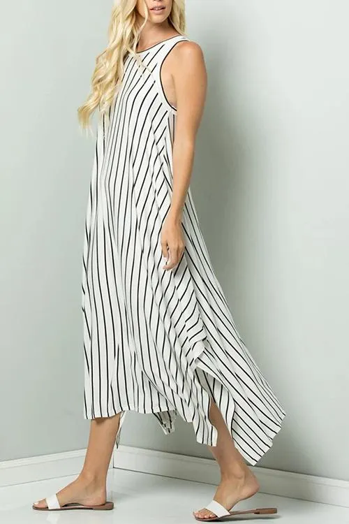 Stripe Sleeveless Maxi Dress