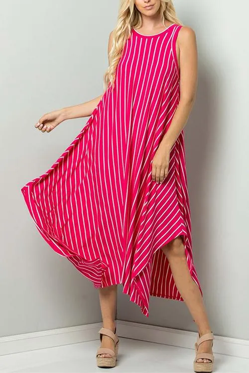 Stripe Sleeveless Maxi Dress