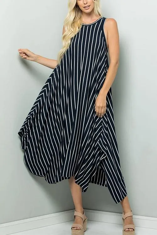 Stripe Sleeveless Maxi Dress