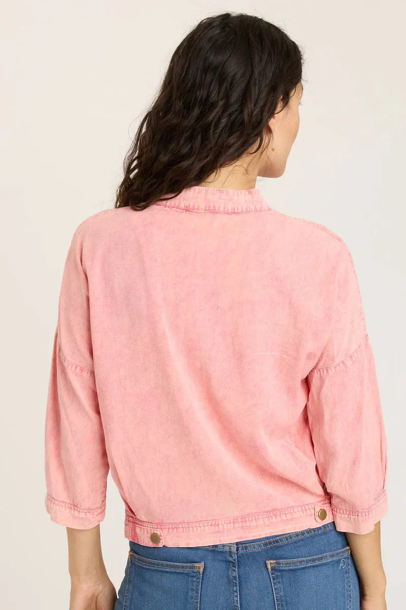 Twill Colbert Jacket - Distressed Wash Rose