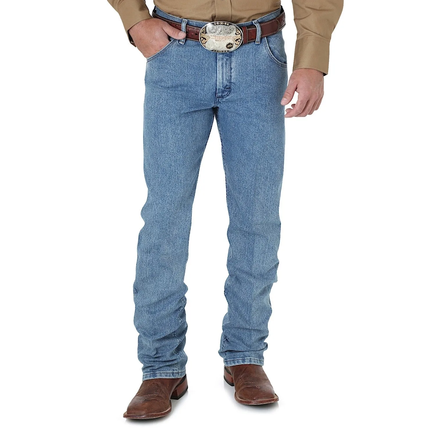 Wrangler Men's Premium Performance Cowboy Cut Advanced Comfort Regular Fit Jean Stone Bleach