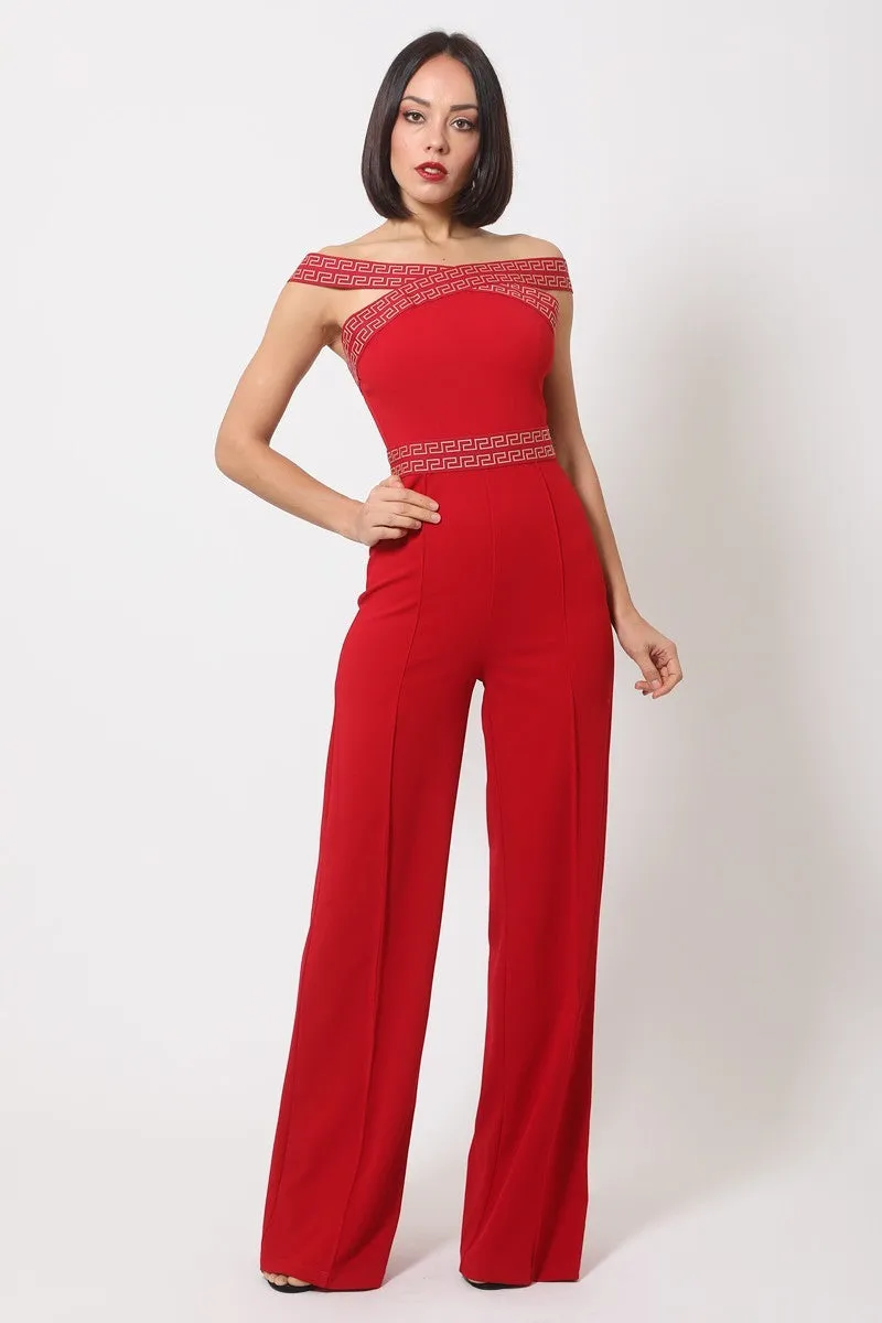 Zena Off Shoulder Flare Jumpsuit